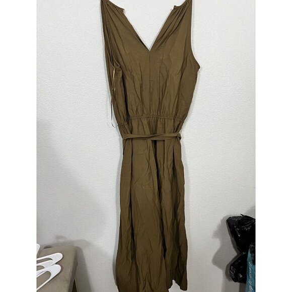 Prologue Olive Green V-Neck Sleeveless Cropped Jumpsuit L - Picture 6 of 10